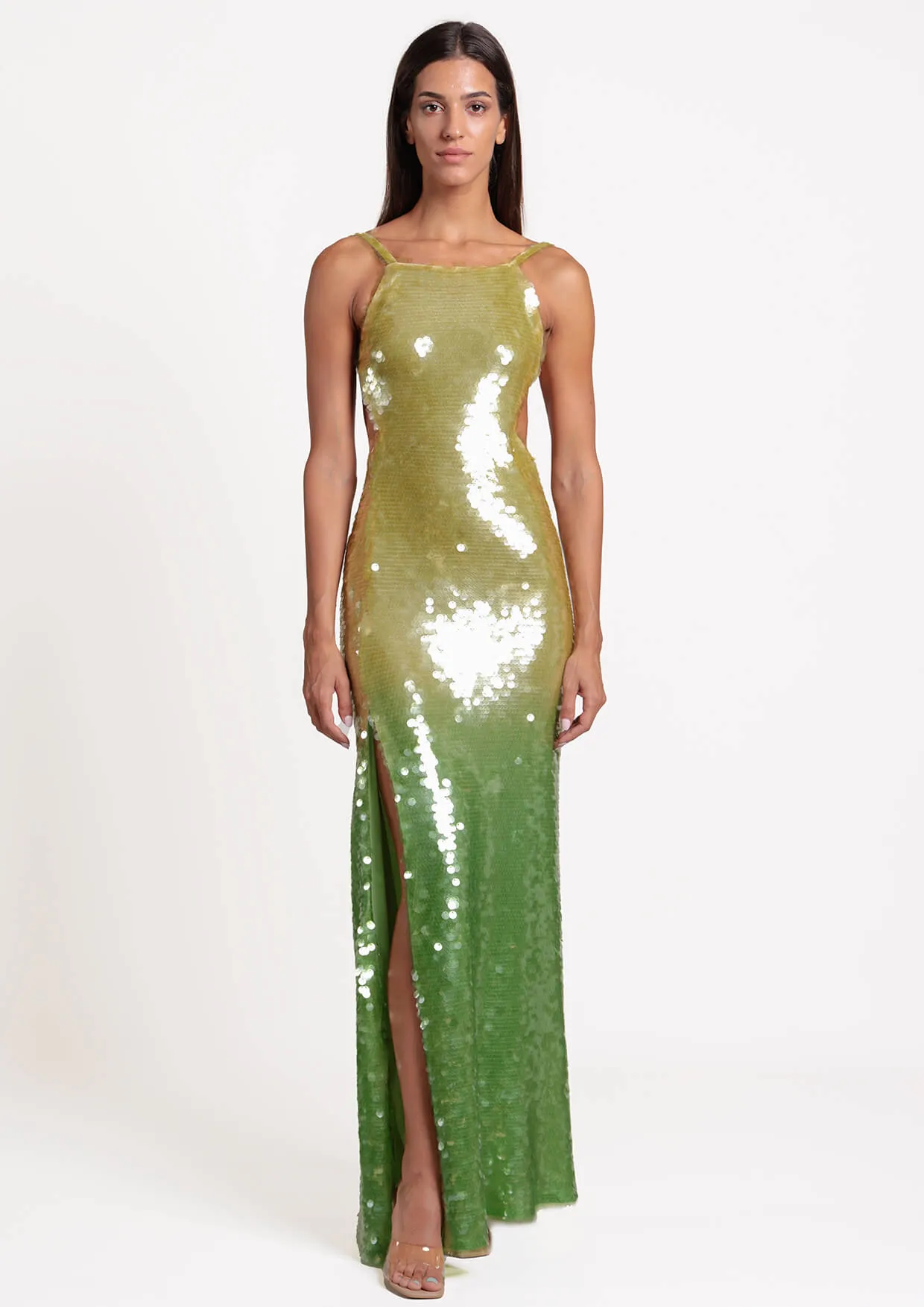 Adella Sequin Sleeveless Open Back Maxi Dress