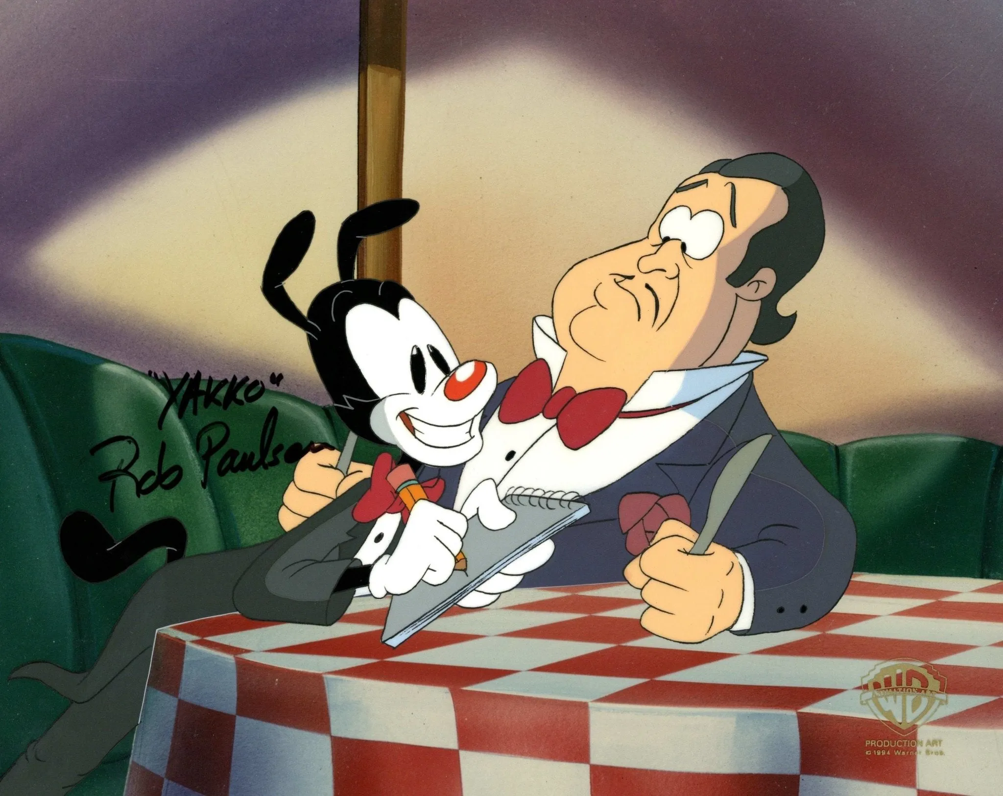 Animaniacs Original Production Cel Signed by Rob Paulsen: Yakko and Don Pepperoni