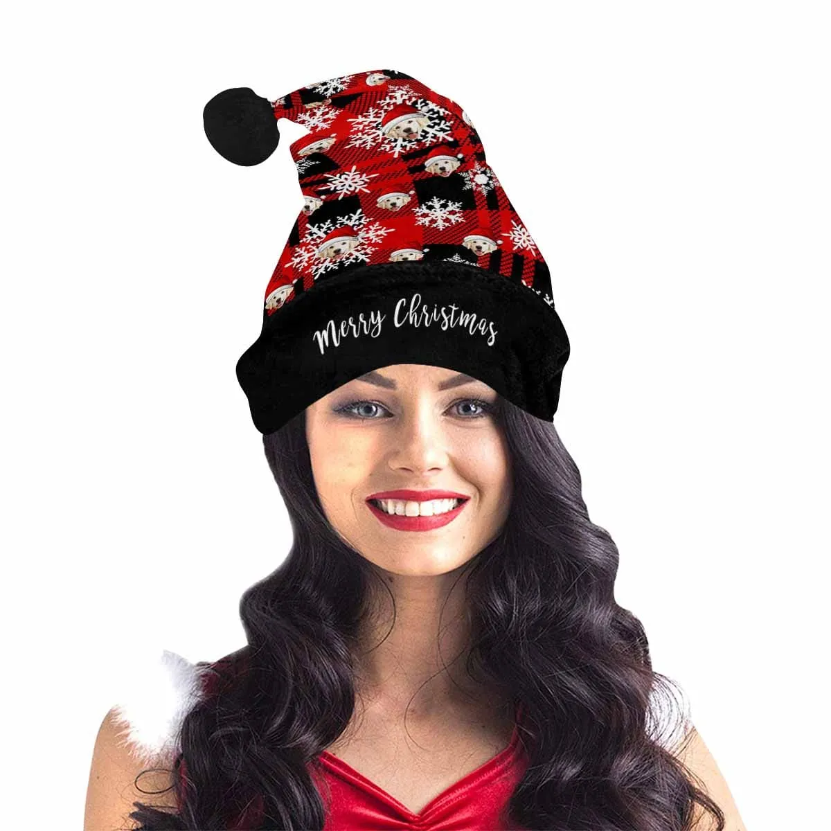 Custom Face Black&Red Christmas Santa Hat