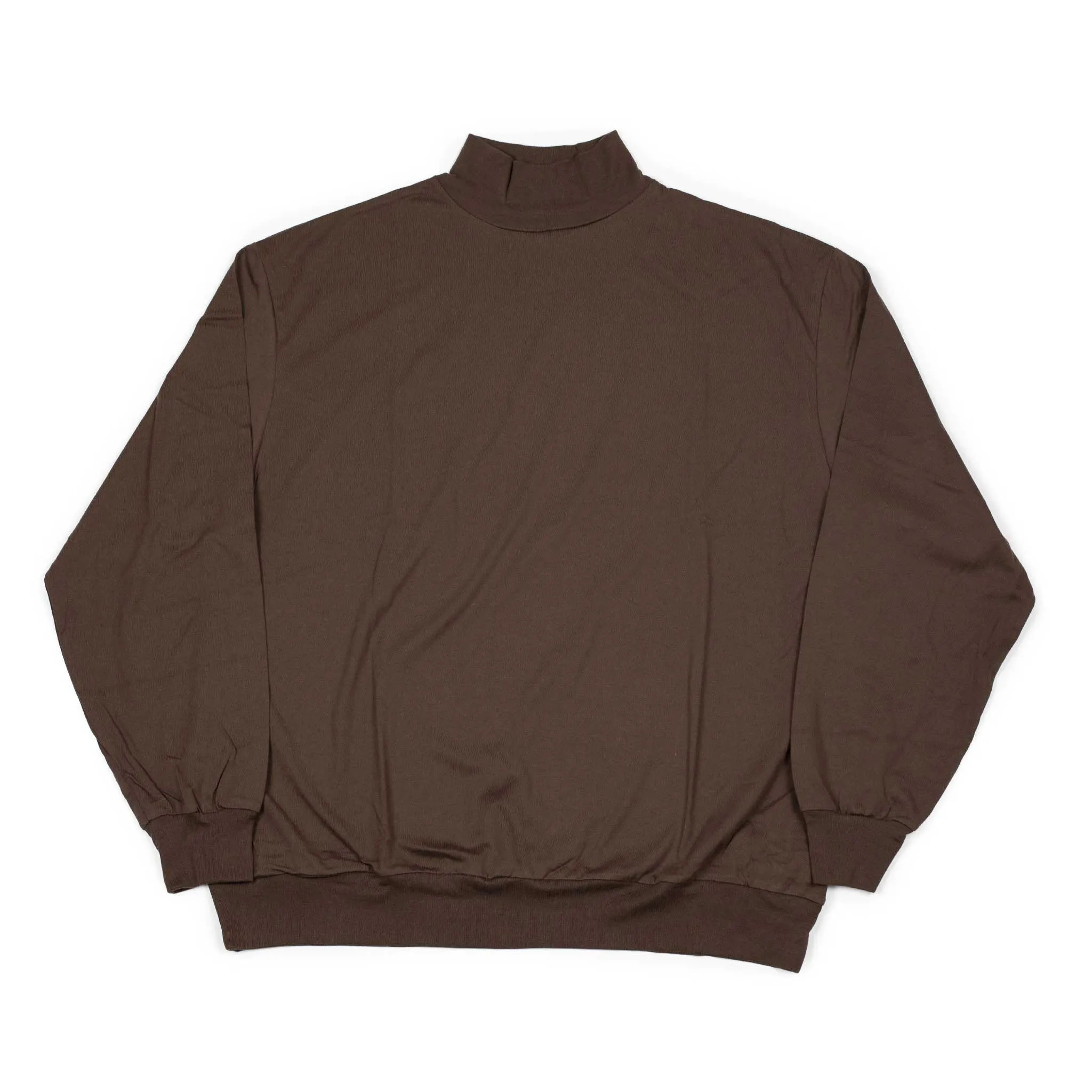 Mockneck sweatshirt in Dark Brown silk and cotton jersey