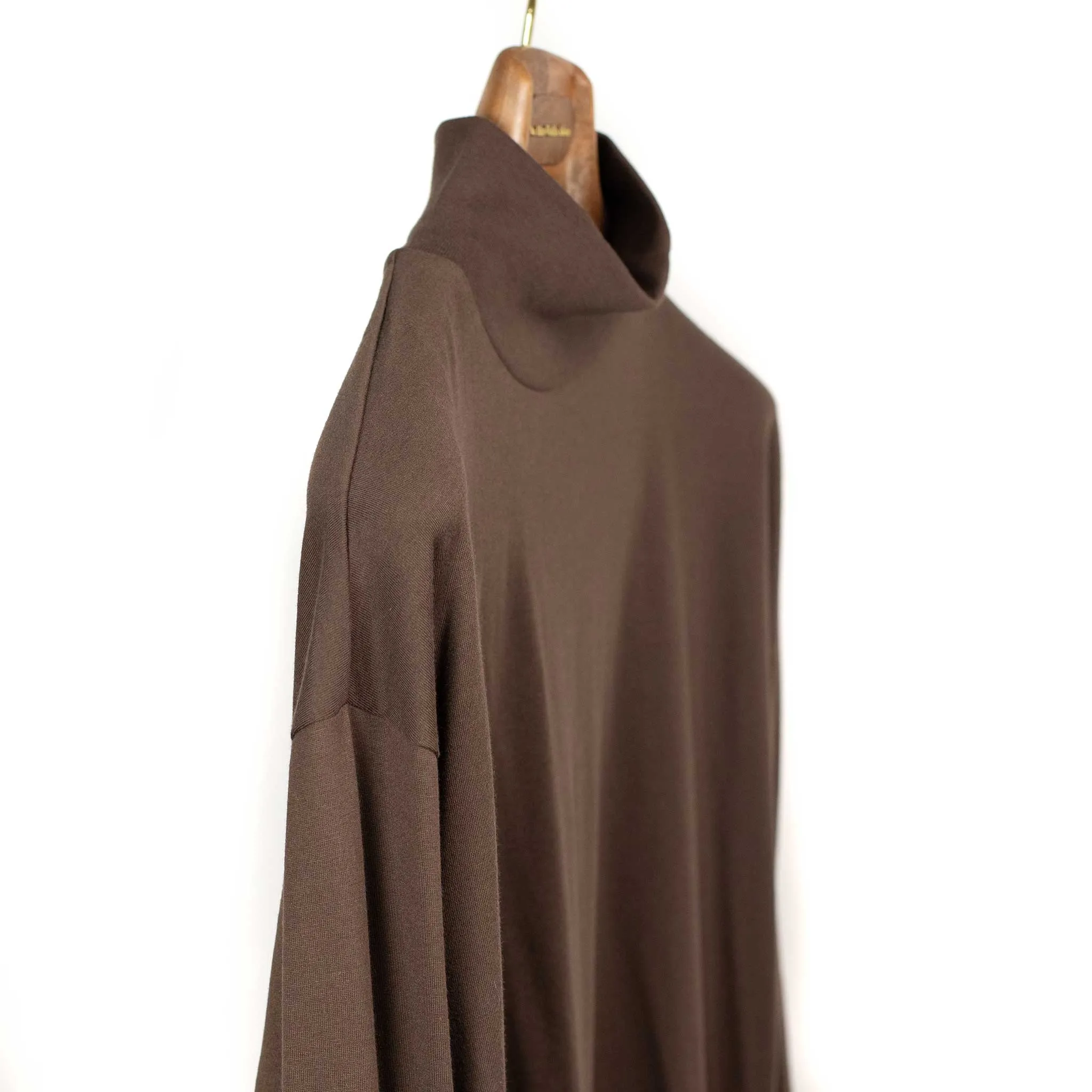 Mockneck sweatshirt in Dark Brown silk and cotton jersey