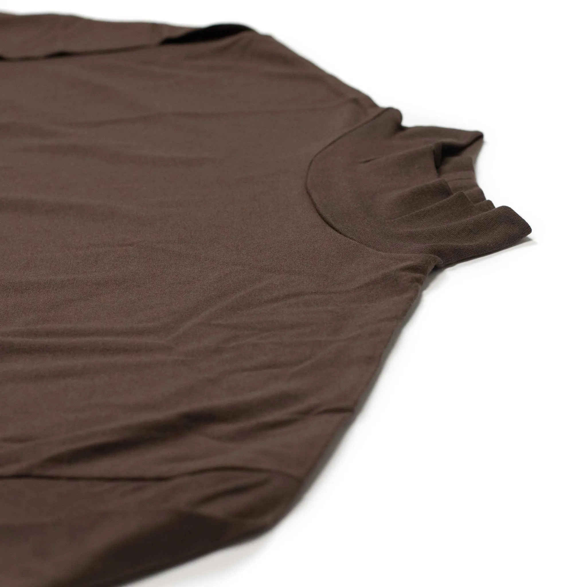 Mockneck sweatshirt in Dark Brown silk and cotton jersey