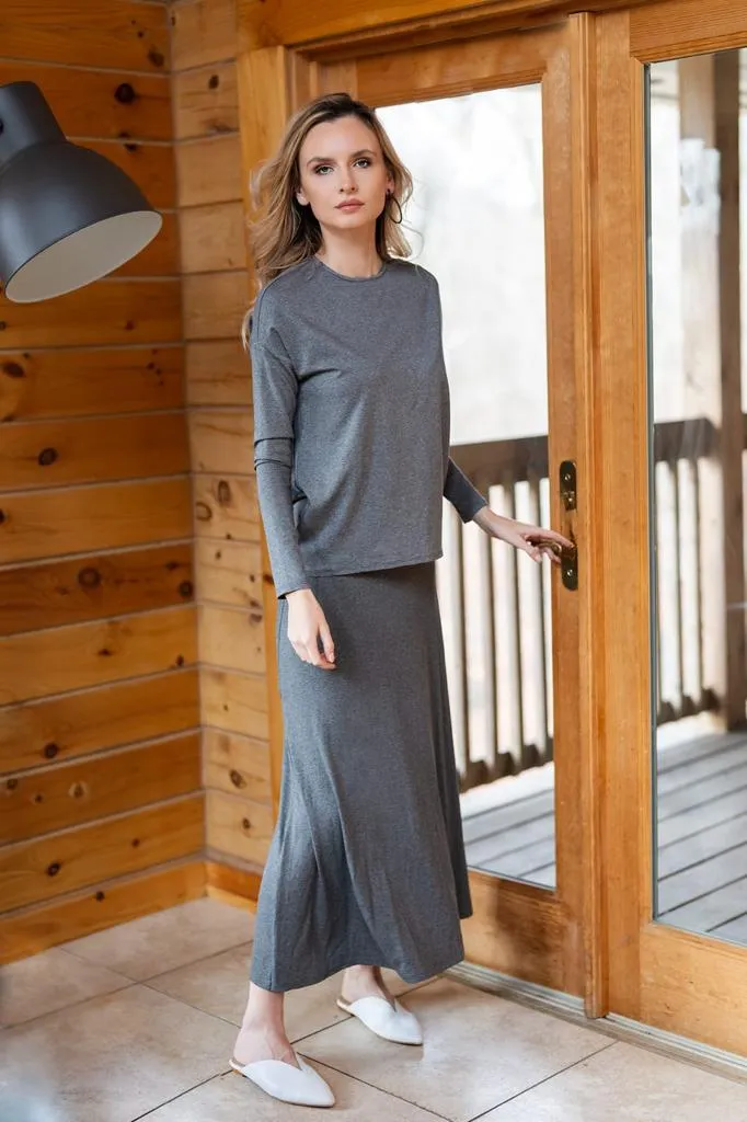 Third By Cee Ribbed Midi A-line Skirt